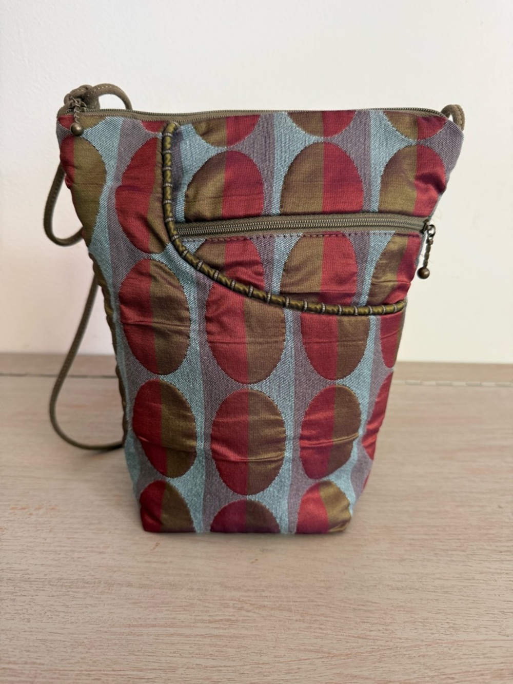 Maruca Handmade City Girl Tapered Crossbody Bag In Stellar Olive Jacquard Print